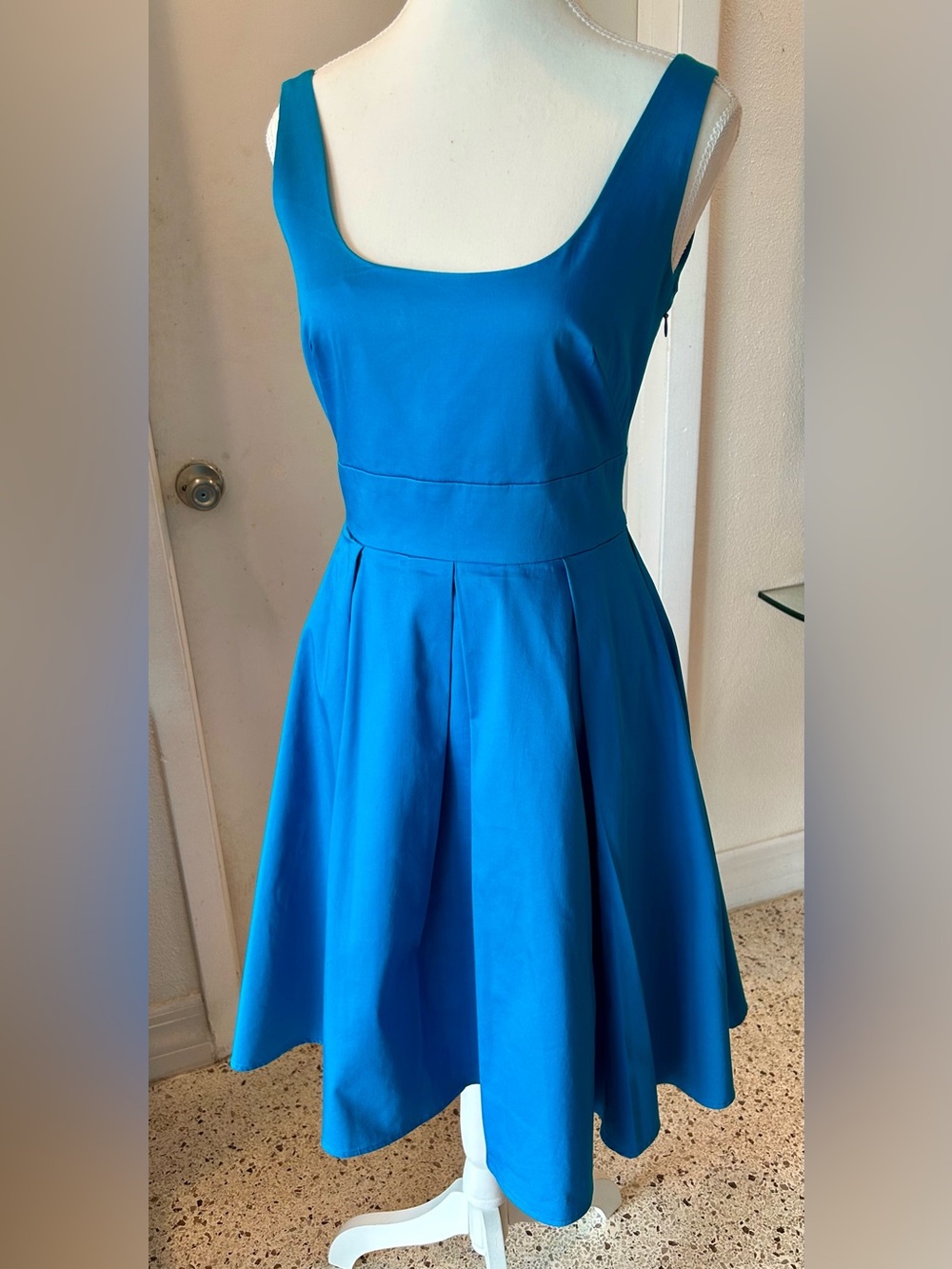 Marvin Richards Bright Teal Fit-and-Flare Midi Dress